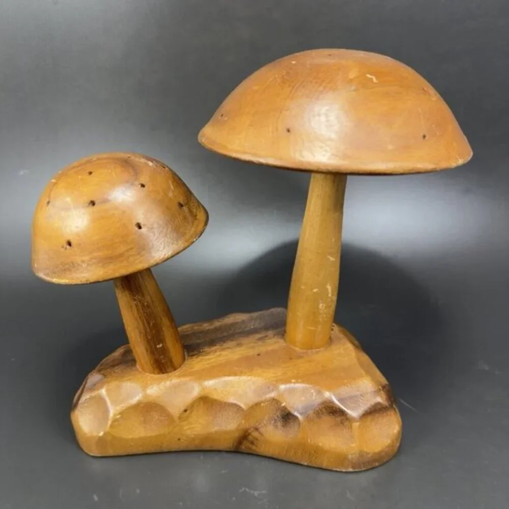 Vintage Monkey Pod Wood Large Wooden Mushroom Figurine‎ Decorative Hand Crafted